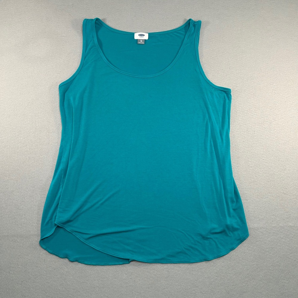 Old Navy Tank Top Womens XL Teal Blue Scoop Neck Curved Hem Sleeveless